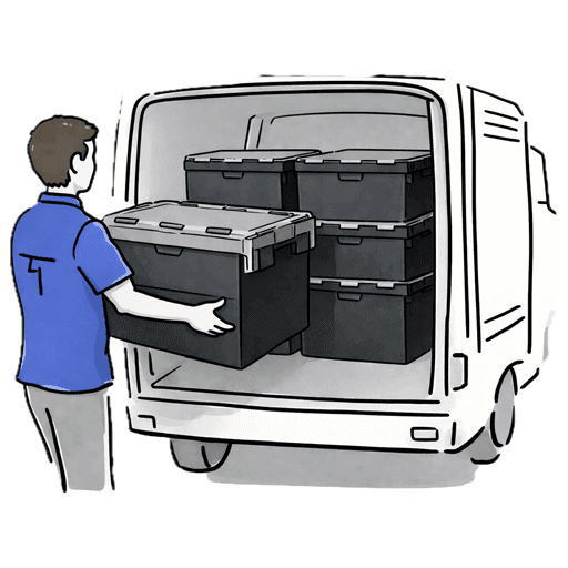 Courier collecting boxes